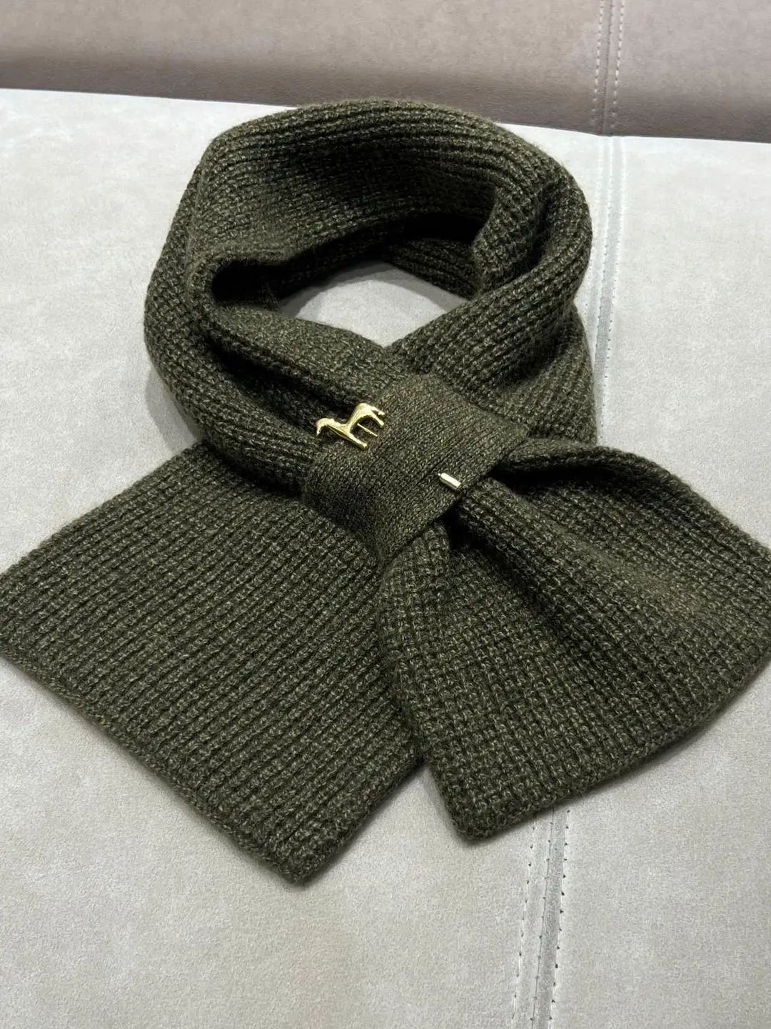 Knitted Wool Cashmere Blend Waffle Scarf, Autumn Winter Warmth, Versatile Multi-color