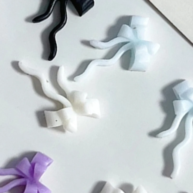 10Pcs Double Layer Bowknot Nail Charms 3D Sweet Ribbon Bows Nail Art Rhinestones Mini Resin Bow Tie Manicure Jewelry DIY Parts