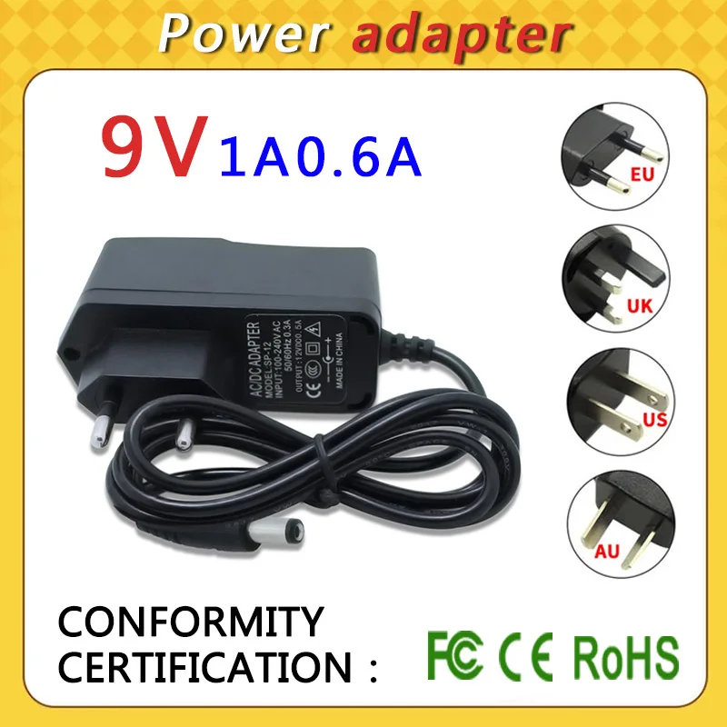 

AC 110-240V DC 9V 1A 0.6A Universal Power Adapter Supply Charger adaptor Eu Us for LED light strips notebook Surveillance camera