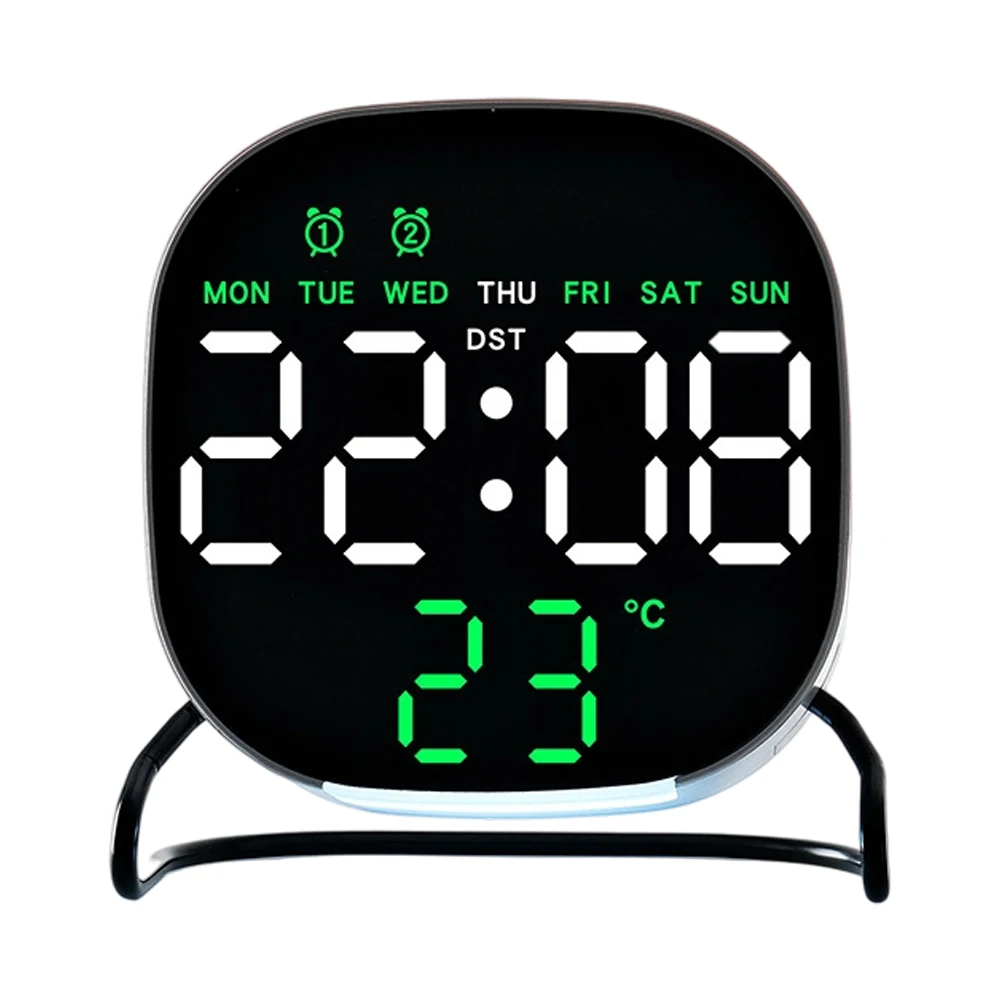 Bedside Night Light AS SHOWN LED Desktop Clock Touch Control Time And Date Loop Display 3-second Cycle Display