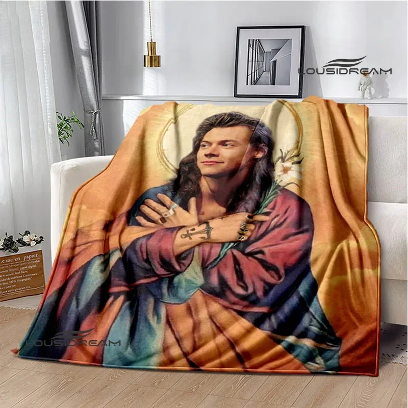 Singer H-Harry-Styles printed blanket Picnic blankets Flange warm blanket Soft and comfortable blanket bed linings birthday gift