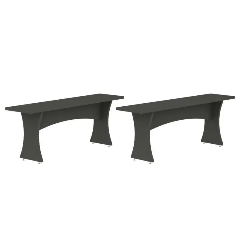 

Set of 2 Grey Mid-Century Modern Dining Benches