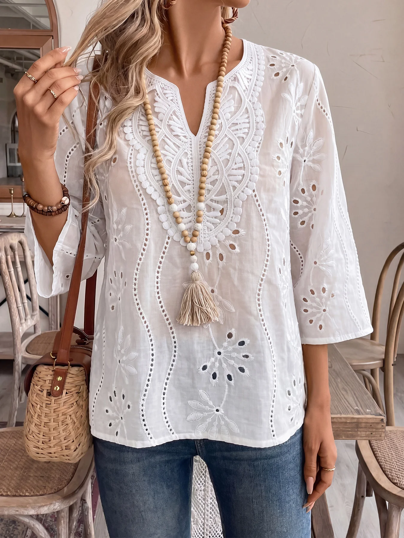 Camisa de manga 3/4 con cuello - Embroidery On Shirt reseña y precio