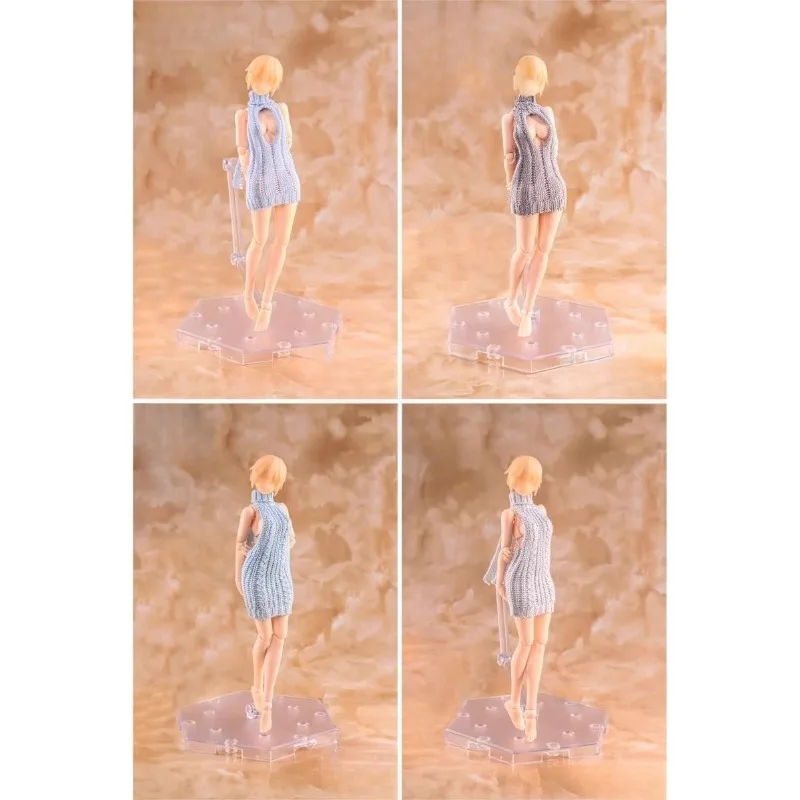 HASUKI 1/12 Scale High Neck Solid Color Exposed Backpack Hip Knitted Sweater Clothes Model for 6" Accessories Toy Figures Body
