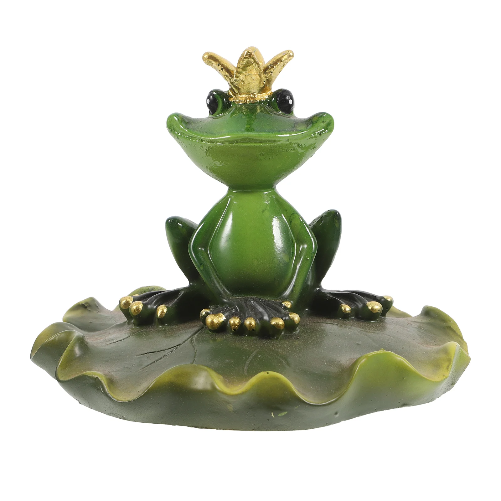 Pond Frog Statue Crown Pool Resin Garden Decor Green Toad Decoration Prince Lawn Ornament