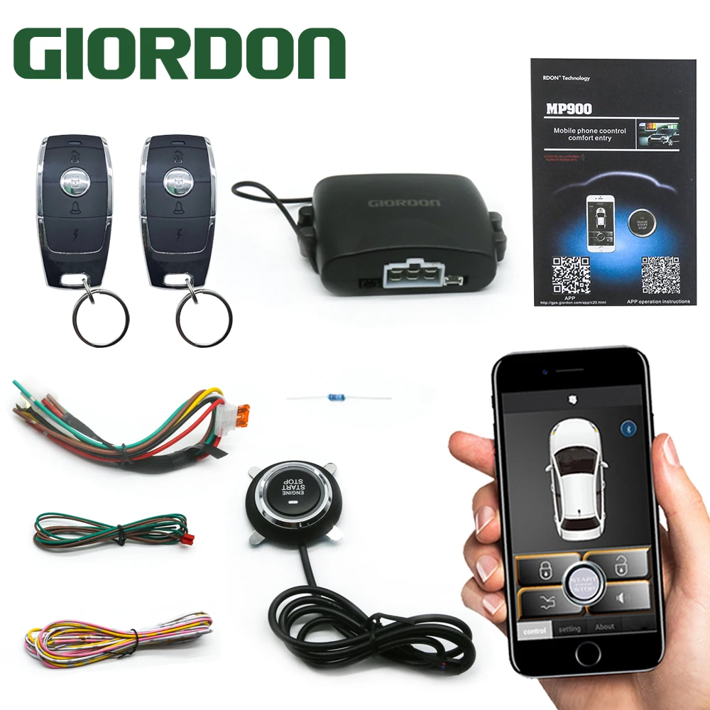 Universal Car Alarm With Autostart Push One Button Auto Start Stop APP/Keyless Entry System Smart Key Remote Start Kit G6221