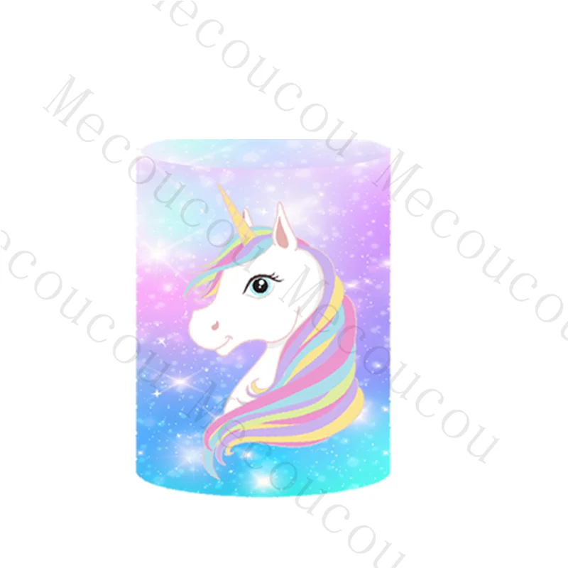 خلفية موضوع يونيكورن جميلة مخصصة لعيد ميلاد الأطفال في الهواء الطلق غطاء عمود كعكة حامل قاعدة الديكور الدعائم