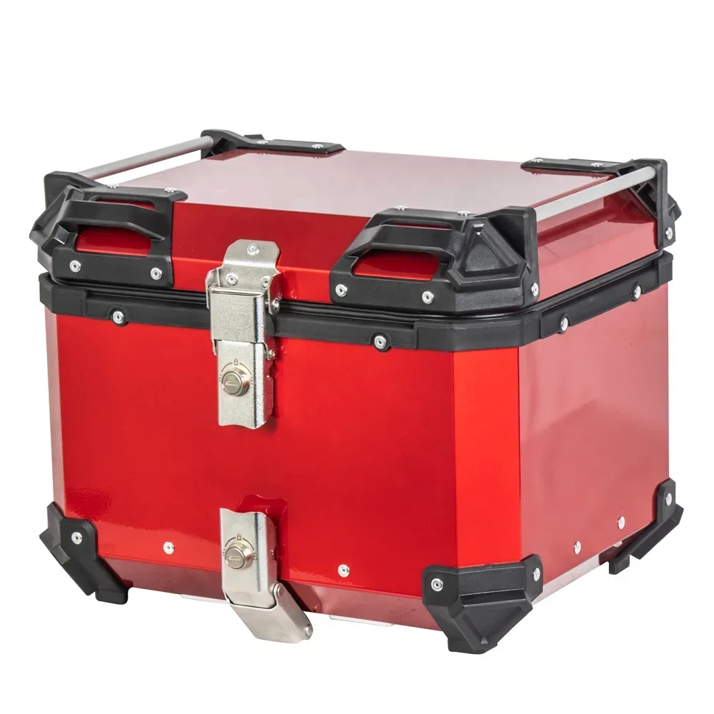 Custom 45L Red Tail Boxes Large Capacity Luggage Aluminum Motorcycle Top Case Top Box For All Motorbike