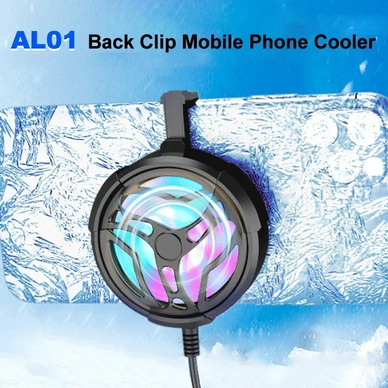 AL01 โทรศัพท์มือถือ Backclip หม้อน้ําระบายความร้อนด้วยอากาศสําหรับ IPhone Android Fast พัดลมระบายความร้อน PUBG เกม Cooler Universal ABS Cool ความร้อน