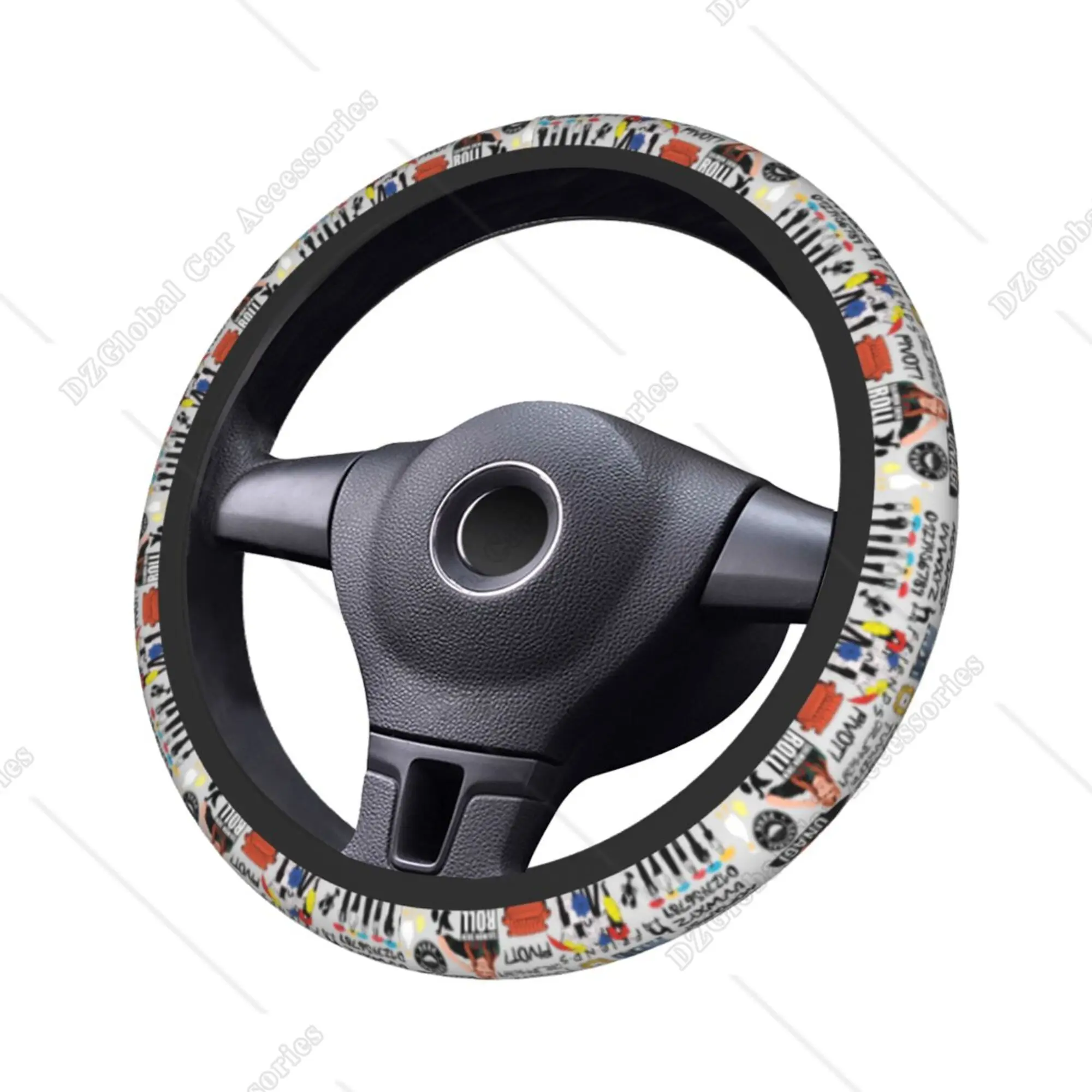 Friends TV Show 38cm Car Steering Wheel Covers American TV Series Elastic Central Perk Braid on The Steering Wheel Cover