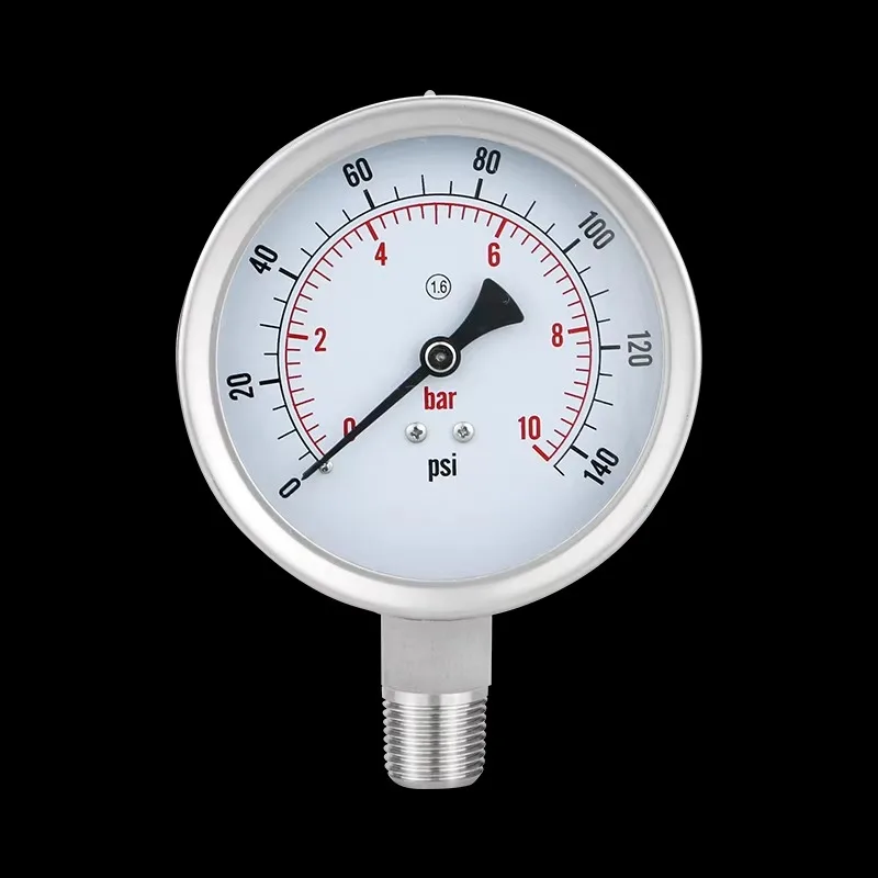 High Quality 100mm 304SS 316ss Stainless Steel Glycerin Filling Water Gas Hydraulic Oil Pressure Gauge Manometer