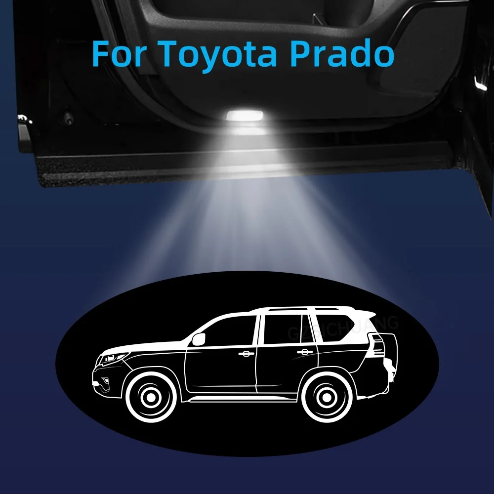 2/4 Pcs Car LED Door Welcome Emblem Lights Laser Projector For Toyota Prado 2009-2021 J150 LC150 150 Auto Decoration Accessories