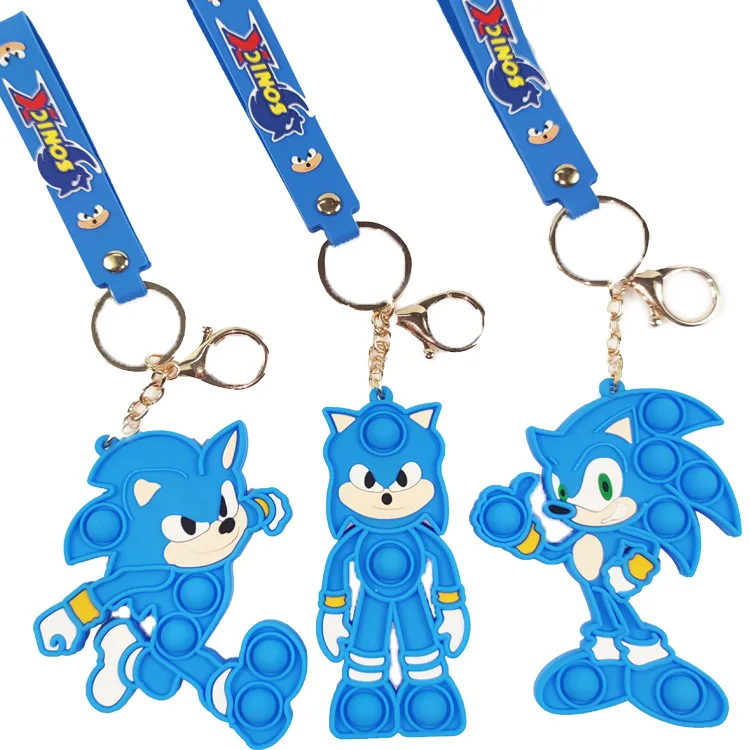 Anime Sonic The Hedgehog Stress Relief Keychain Cartoon Game Soft Slow Rebound Toys Funny Luminous Pendant Keyring