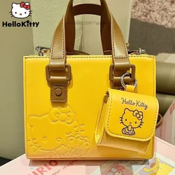 2 pz/set Sanrio Hello Kitty Fashion PU borsa a tracolla borsa da donna, piccola borsa Tote con Texture di alta qualità con Mini borsa