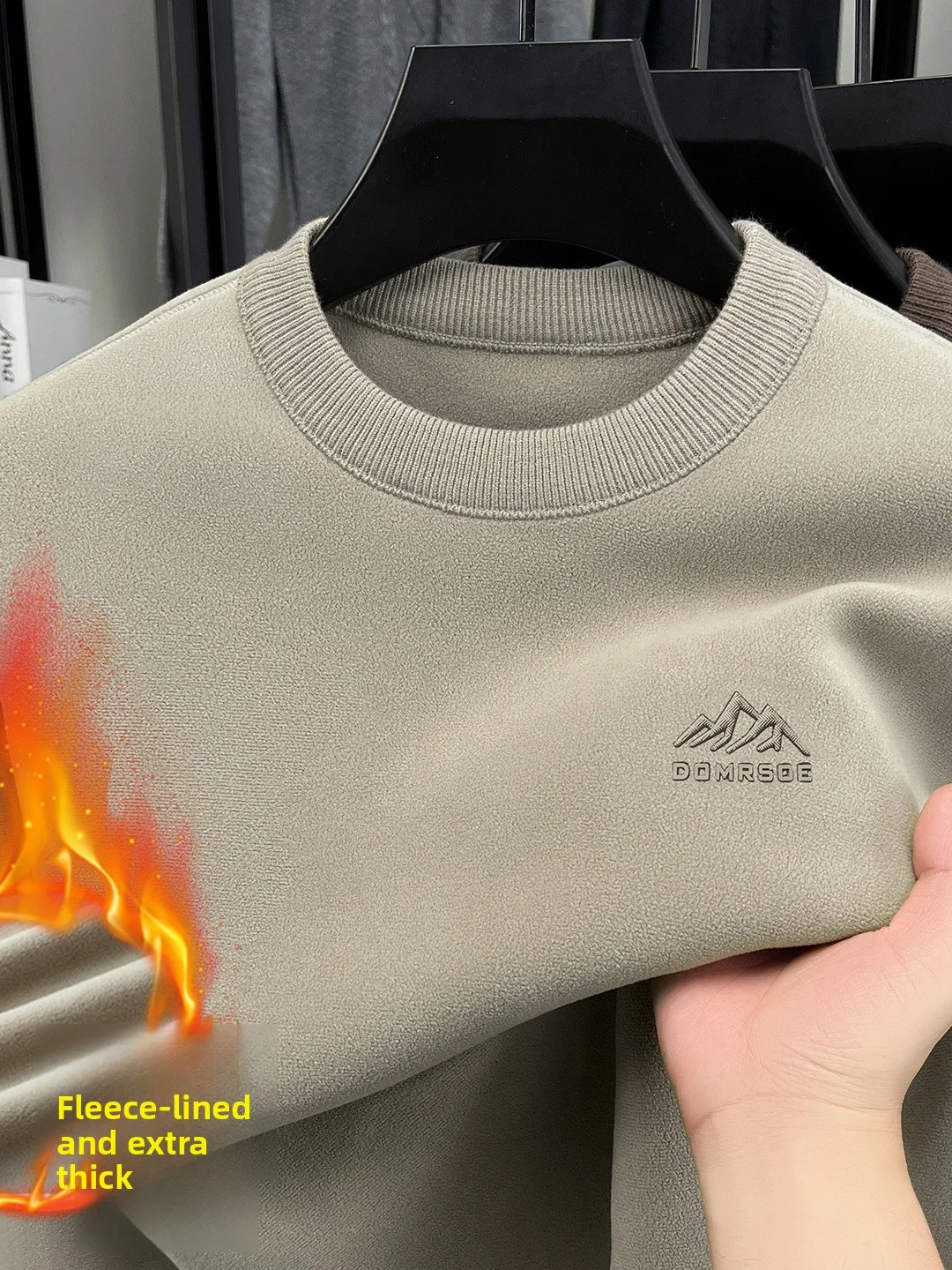 

Мужская толстовка премиум-класса с флисовой подкладкой, утепленная, с длинным рукавом и круглым вырезом, теплая верхняя одежда для повседневной носки зимой