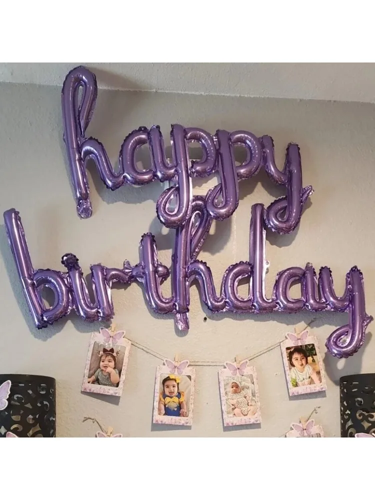 Ballons en aluminium joyeux anniversaire, 2 pièces/ensemble 11 pouces, rose violet, métallique, décorations de fête d'anniversaire, fournitures, accessoire de bricolage