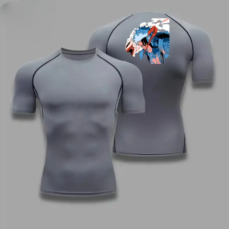 T-shirt a compressione manica corta da uomo Bleach Traspirante Elasticità ad asciugatura rapida Stampa ragno Corsa Ciclismo Allenamento in palestra Camicie