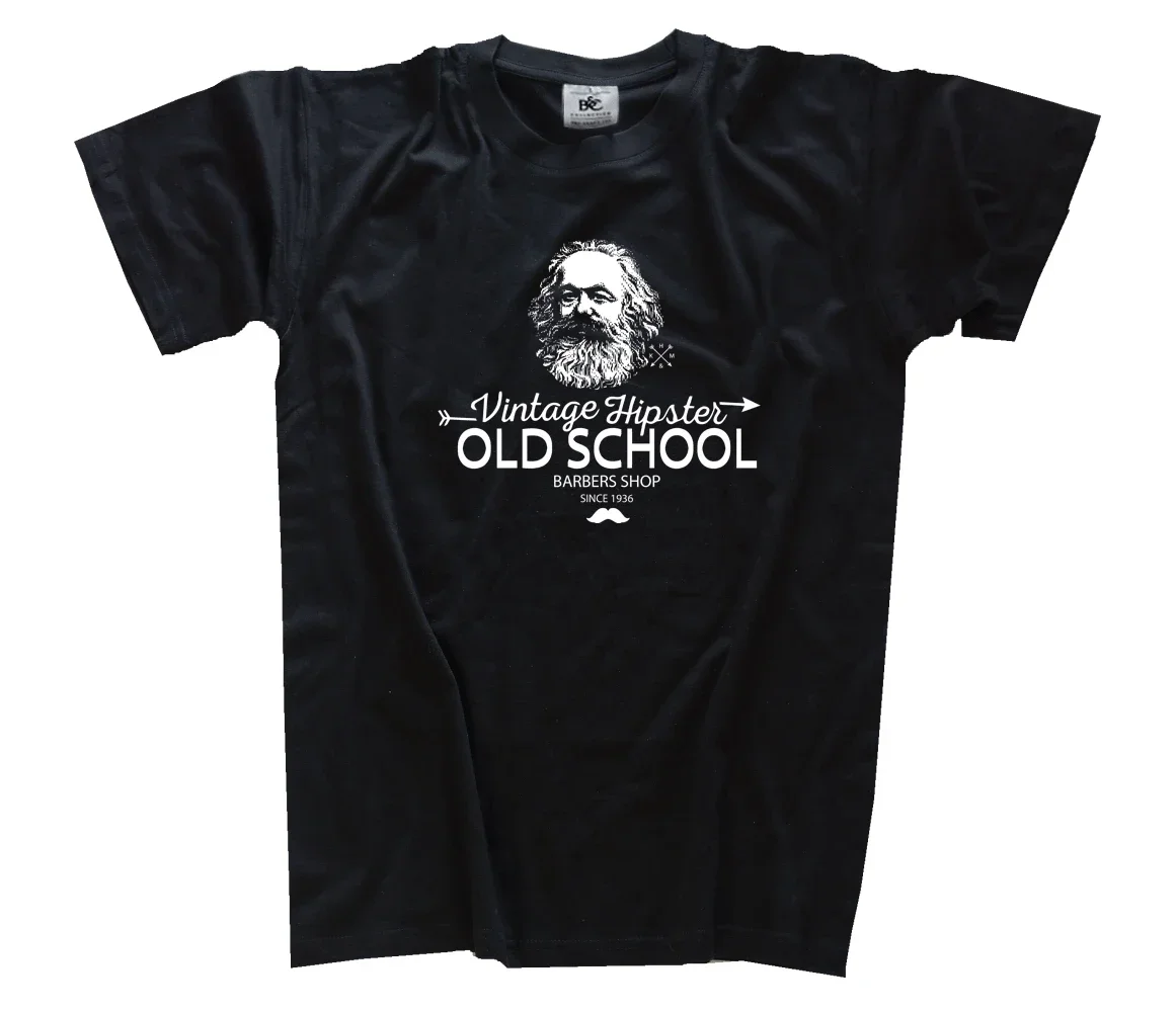 Karl Marx Vintage Hipster Barber Shop Communisme T-Shirt 100% Cotton O-Neck Summer Short Sleeve Casual Mens T-shirt Size S-3XL