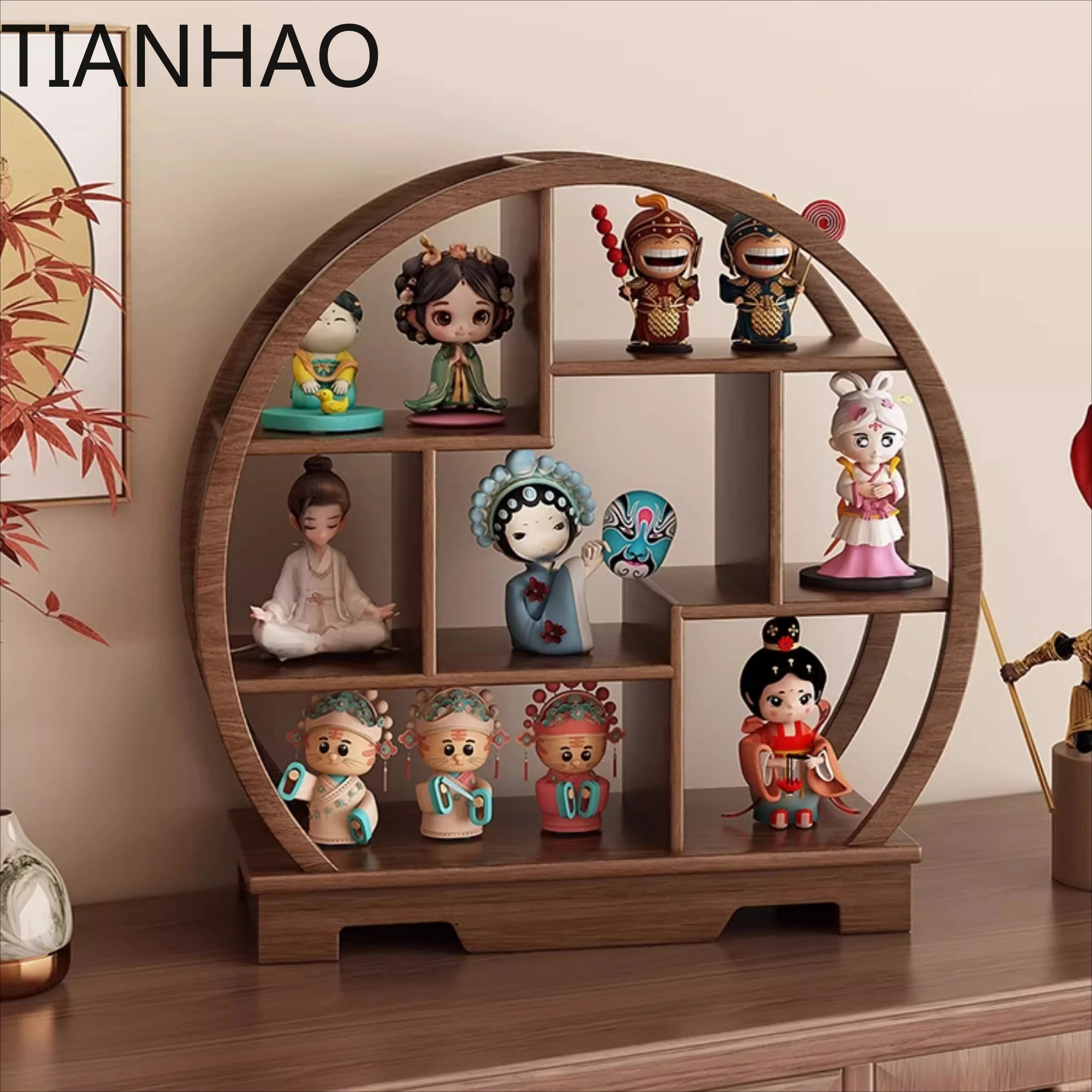 Figure display stand Solid wood desktop storage box Suitable for blind box POP MART storage rack Small countertop display rack