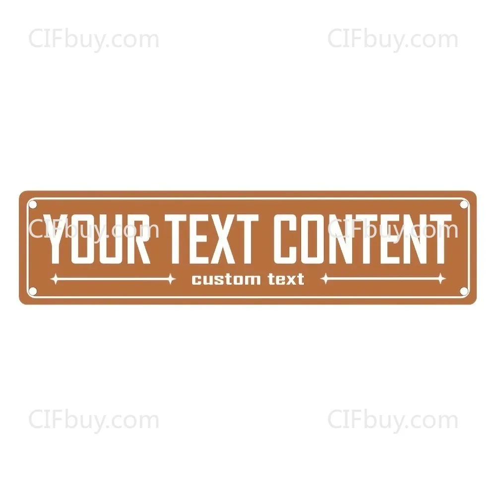 2D Flat Custom Personalized Caramel Brown Star Aluminum Sign 10x40cm Waterproof Custom Text Wall Decor Plaque for Home