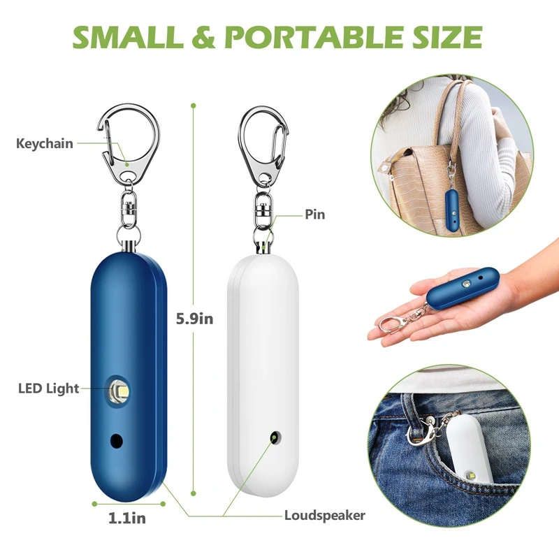 Safe Sound Personal Alarm, 130DB Security Alarm Keychain, Dual Speakers, Emergency Alarm With LED Light, For Kids, Women