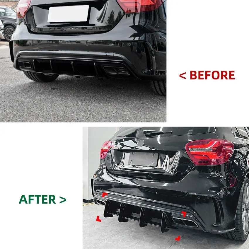 メルセデスベンツ A クラス W176 A45 AMG 2013-2018 リアバンパーリップディフューザースポイラースプリッタープロテクター車の自動車アクセサリーチューニング