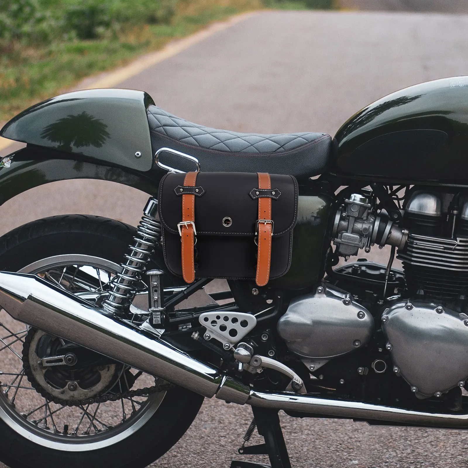 

2 pcs Motorcycle Bag Large Capacity PU Vintage Saddlebag Tool Pouch Side Bags Storage Travel Easy Install Remove Compact