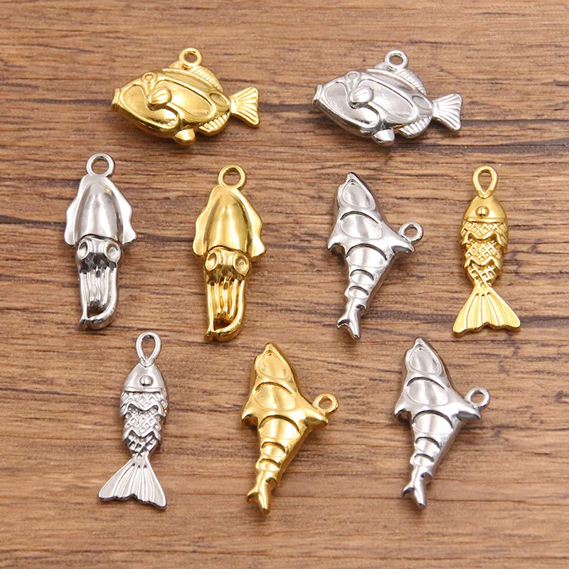 3 Stück Edelstahl 3D Seefisch Hai Anhänger Niedliche Tierfiguren Fisch-Charms für Schlüsselanhänger Halskette DIY Schmuckherstellung Zubehör – Detail 5