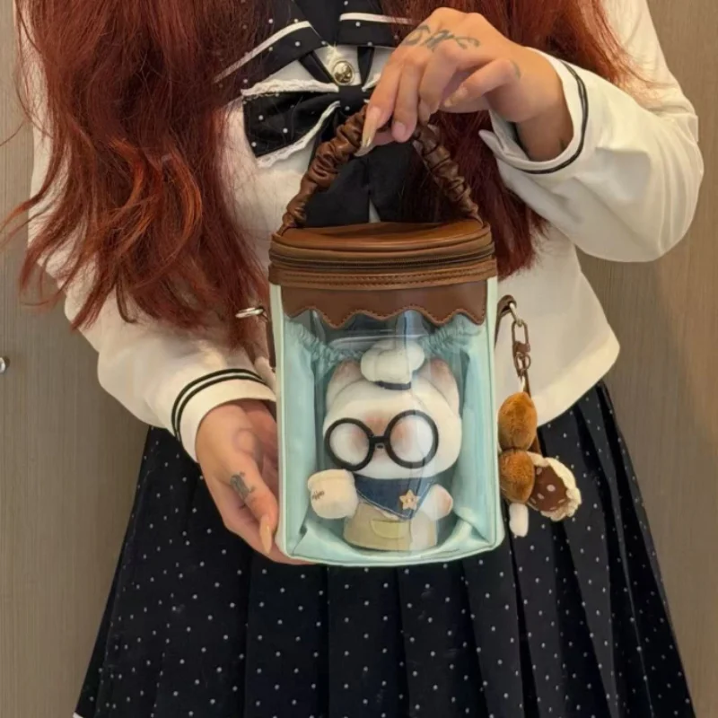 Sweet Style Doll Display Ita Bag Clear Window Exquisite Handbag Zipper Closure Daily Going Out Crossbody Bag Gift Collection