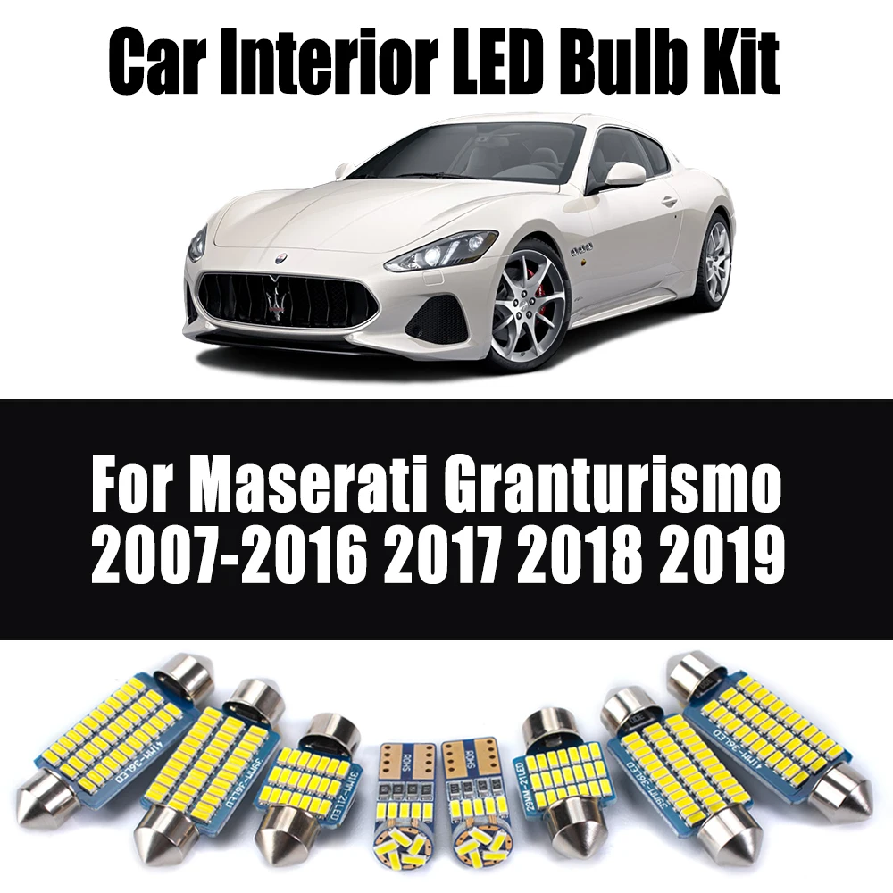 

12 шт. Canbus светодиодный комплект внутреннего купольного освещения багажника для Maserati Granturismo 2007-2016 2017 2018 2019 лампы для ног автомобильные аксессуары