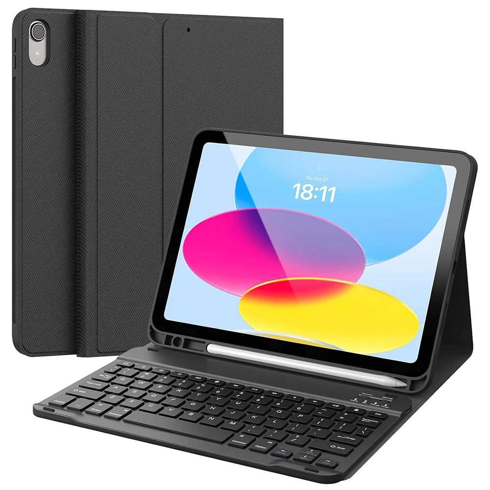 

For iPad 11th&10th Gen Case 11 Inch 2025 A16 Bluetooth Keyboard Cover with Trackpad Foldable Stand for Study Work Travel