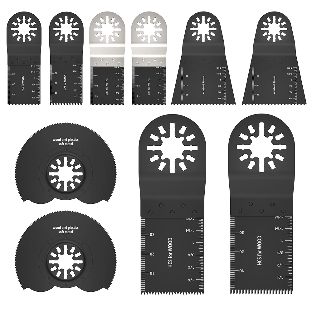 

10 шт., набор смешанных многофункциональных пильных полотен для резки металла, дерева, пластика, быстросъемные осциллирующие пильные полотна, аксессуары для вращающихся инструментов