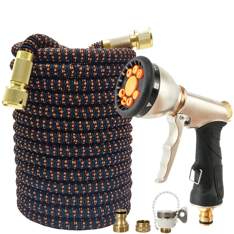 

Расширяемая волшебная водопроводная труба 25–100 футов, водяной пистолет высокого давления из тяжелого металла, многофункциональный пистолет, инструмент для полива домашнего сада