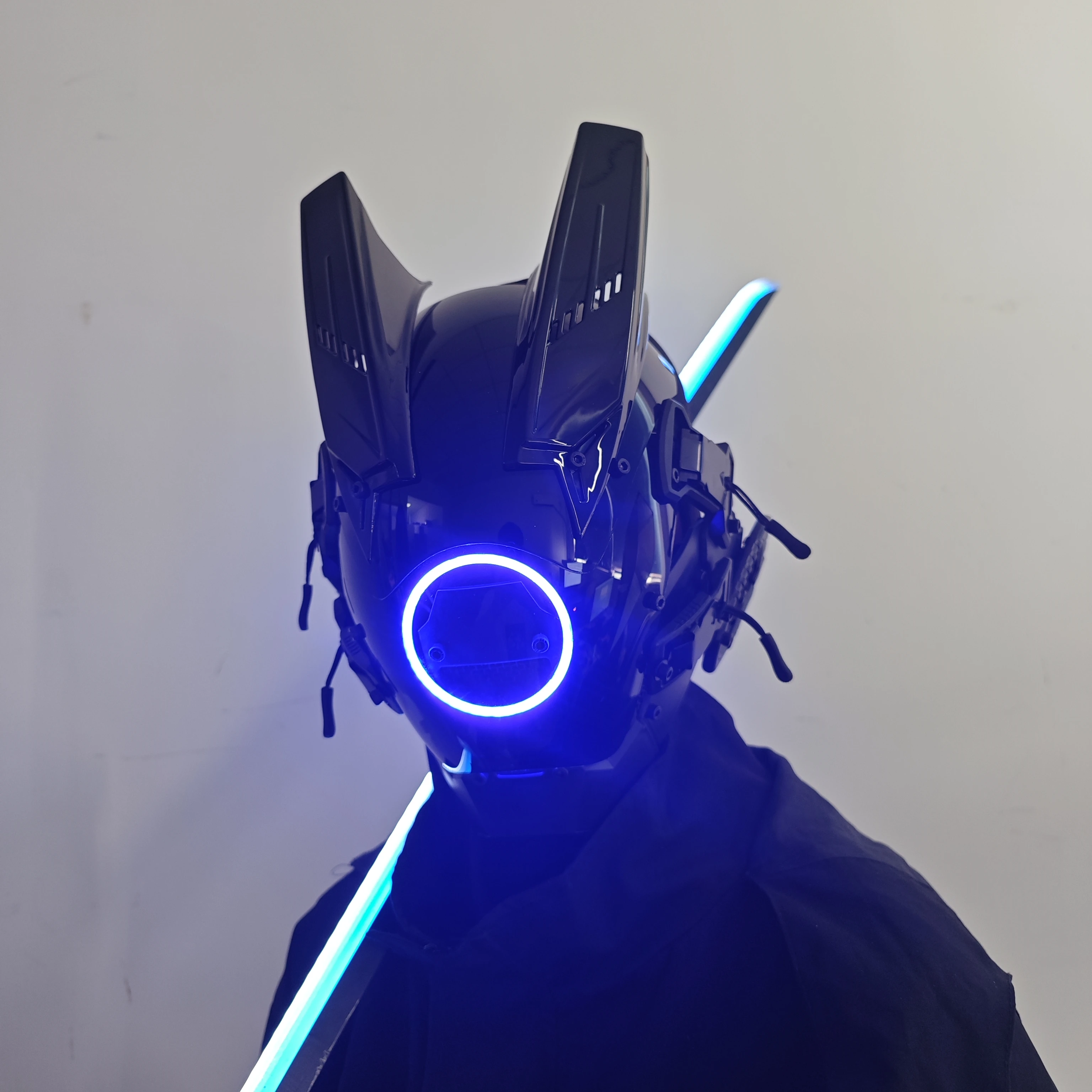 JAUPTO Punk Mask Cosplay for Men, LED Round Light Mask for Women Cosplay Halloween Fit Party Music Festival Accessories