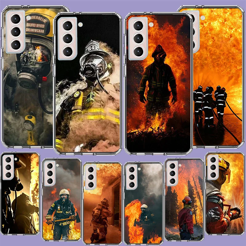 Firefighter Heroes Fireman Phone Case For Samsung A04 A04S A15 A25 A35 A55 A05S Note 20 Ultra 10 Lite 9 8 M32 M30S M21 M31 M51 M