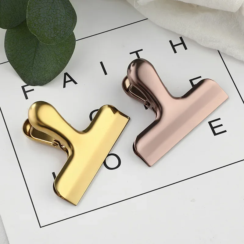 Plating Spring Clips Luxurious Rose Gold Metal Clip Paper Organizer Holder Student Teacher Stationery School Office Supplies