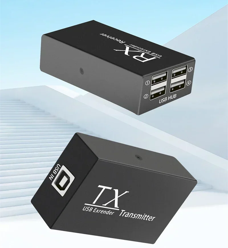 4-Port USB Extender Over RJ45 Ethernet CAT6 Network Cable 120m USB Transmitter and Receiver for Keyboard Mouse Printer U Disk