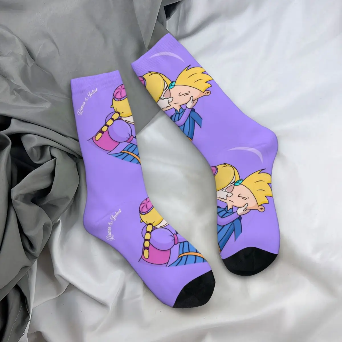 Hey Arnold Cartoon Stuff Crew Socks Compression Helga Pataki Arnold Skateboard Middle Tube Socks Cute for Mens Wonderful Gifts