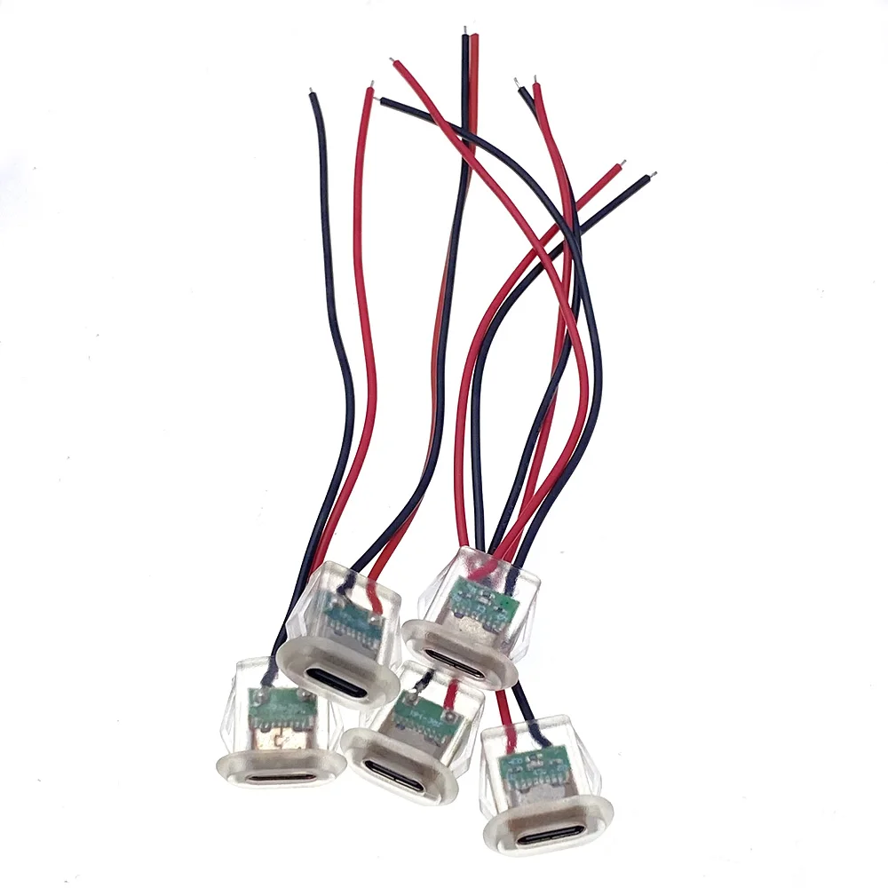 Conector Usb À Prova D'água, Direto Compressão Basis Soquete, Carregamento Interface Com Solda Fio Luzes Led, USB-C Type,2P 3a