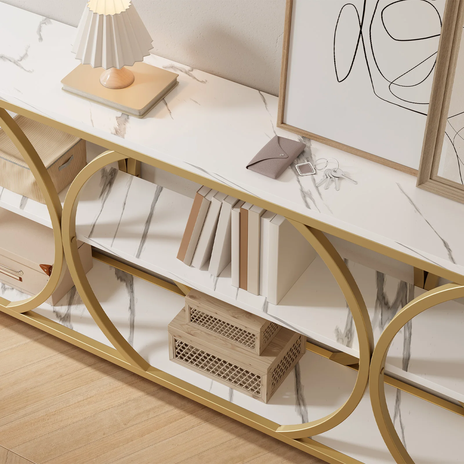 

Modern Console Table,70.8 Inch Extra Long Entryway Table with 3 Tier Storage Shelves for Living Room,Hallway,Entrance,Sofa Table