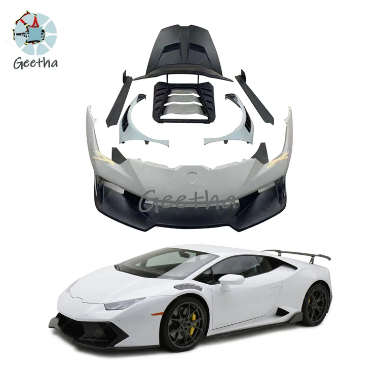 V Style Carbon Fiber Body Kit for Lamborghini LP610 Huracan Front Rear Bumper Side Skirts Fender Spoiler Engine Hood