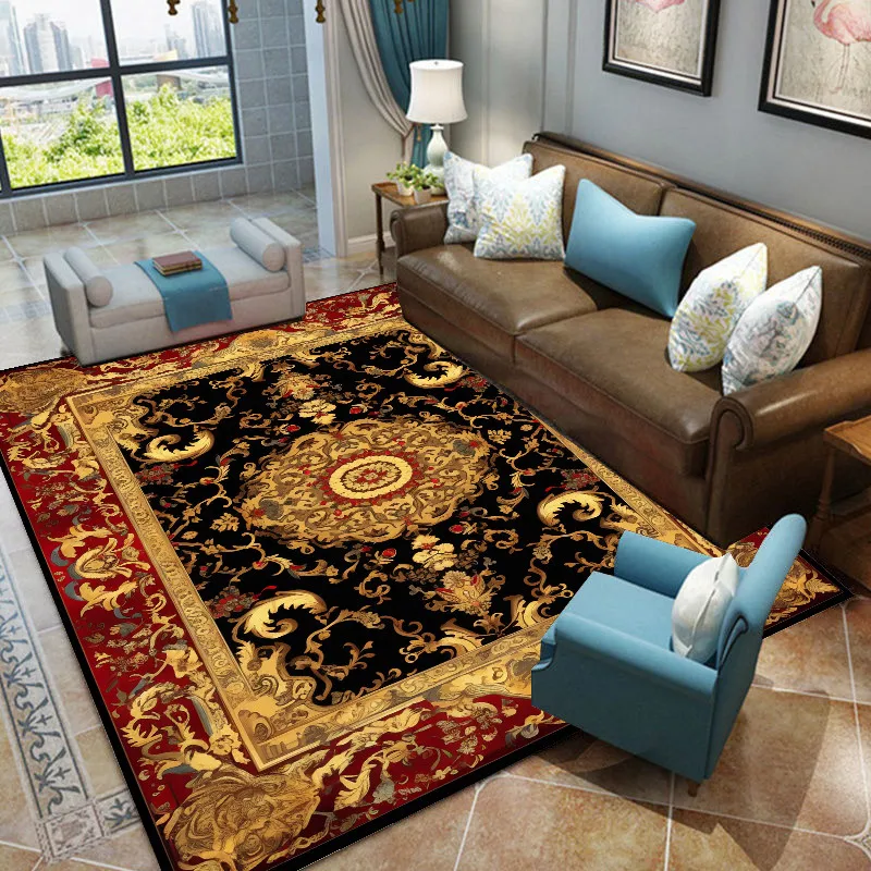 Retro Persian Carpet Living Room Decoration Luxury Carpets Home Sofa Chair Area Floor Mat Bedroom Bedside Lounge Rug Anti Slip