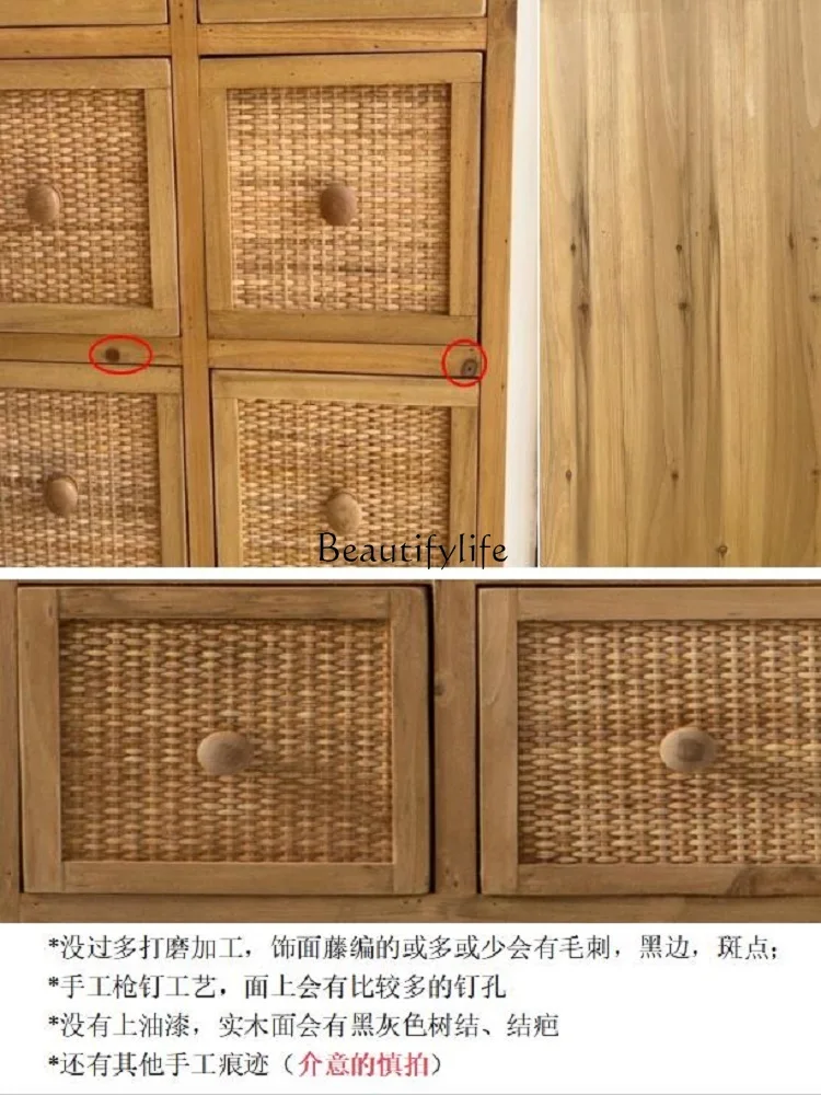 Bed & Breakfast Rattan Drawer Storage Cabinet Storage Box Organize the Shelves Square Chest of Drawers