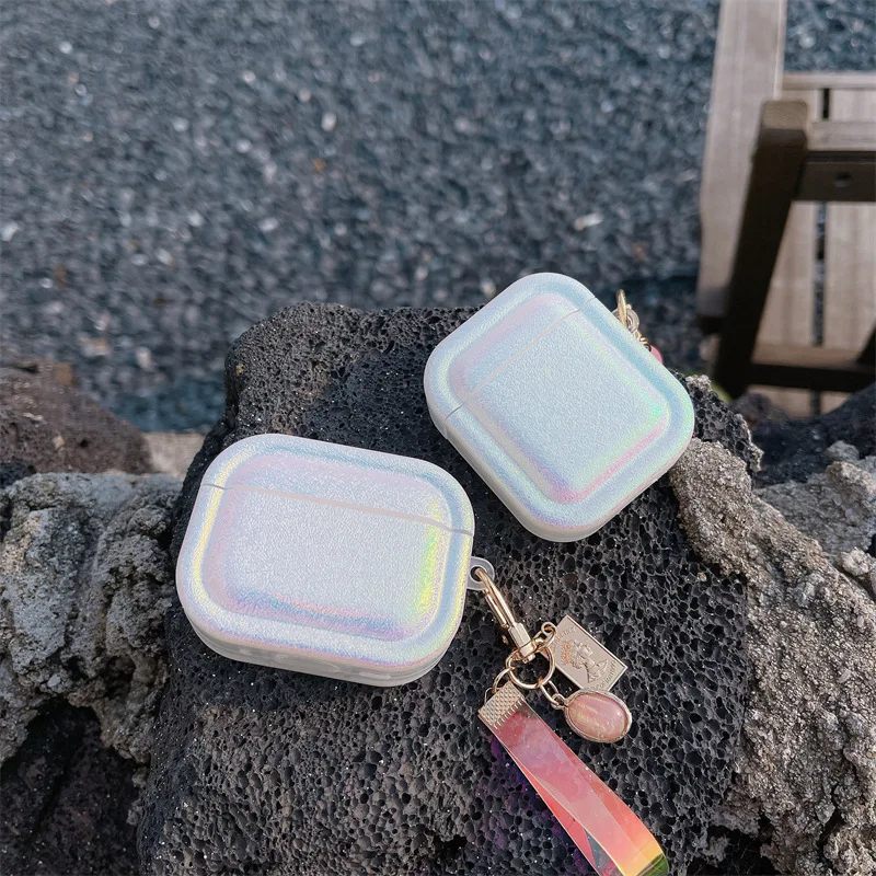 Silk Texture Colorful Case For Apple AirPods 4 1 2 pro 2nd 3rd Protective Case with Strap Keychain Silicone Soft Earphone Cover