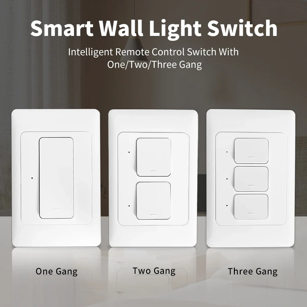 Tuya WiFi Smart Wall Switch Push Button Switches 1/2/3 Gang NO Neutral Wire &Neutral Wire Physical Interruptor Google Home Alexa