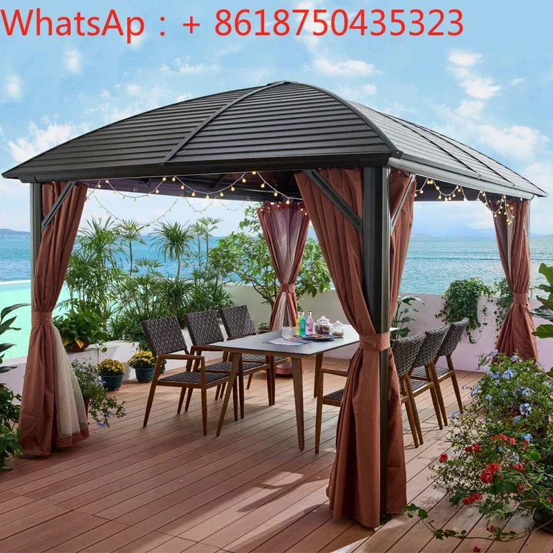 

Pavilion outdoor courtyard villa garden courtyard sunshade galvanized shed aluminum alloy farmhouse leisure four corner pavilion