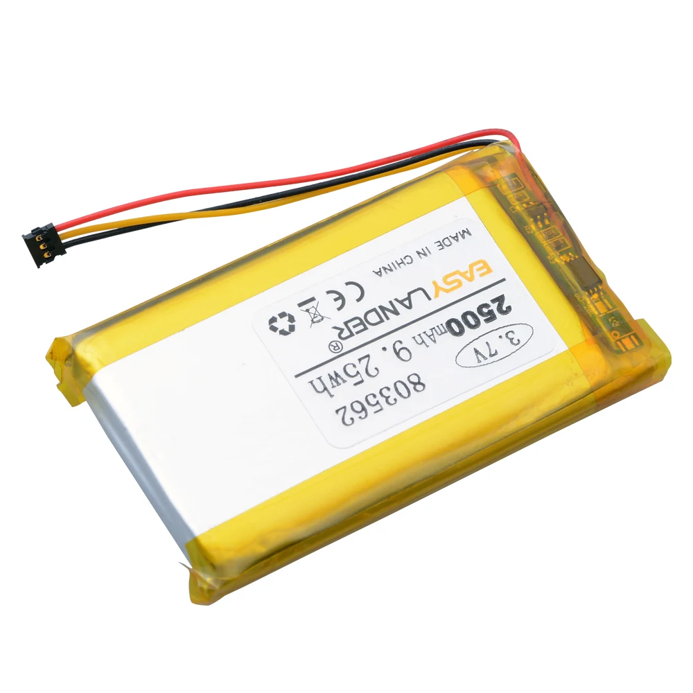 3-проводной разъем 3,7 В 2500 мАч 803562   Литий-полимерная литий-ионная аккумуляторная батарея для велосипедной видеорегистратора DVR GPS SIGMA ROX12.0