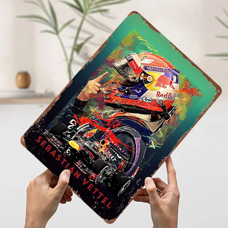 سيباستيان فيتيل سباق تين تسجيل الجدار ملصق فني ديكور المنزل الحديث علامات معدنية فاخرة خمر للرجل الكهف الديكور الرجعية