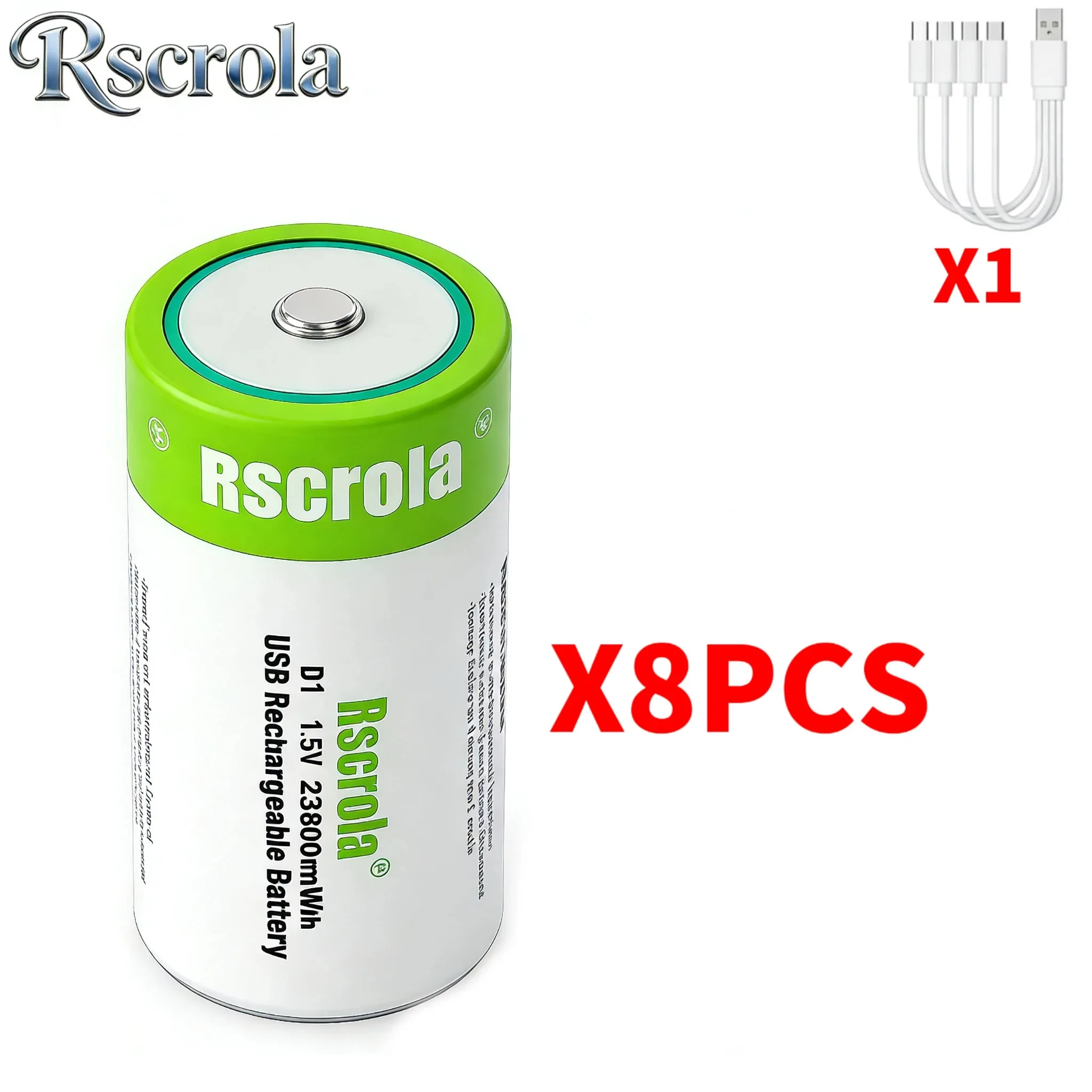 1,5V D-cel oplaadbare Li-ion batterij LR20 USB-C snelladen 23800mWh hoge capaciteit 1800 cycli voor gasfornuizen zaklampen