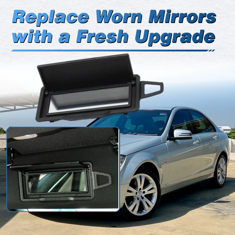 

Black Sun Shade Visor Makeup Cosmetic Mirror Cover for Mercedes Benz C GLK Class W204 X204 2008-2014 2048104510 LHD